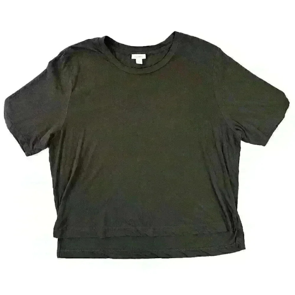 CUYANA Women's Short Sleeve 100% Organic PIMA Cotton Cropped Tee Sz Large Black - Picture 3 of 11
